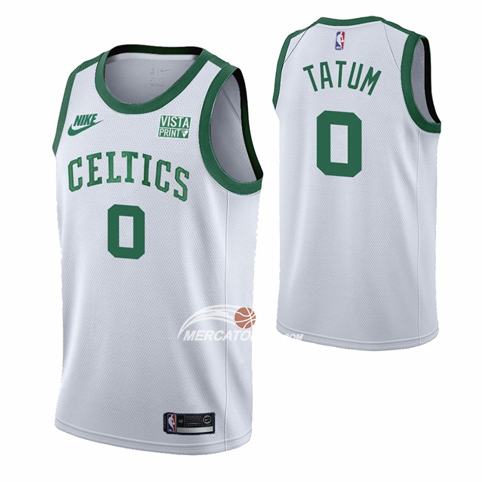 Maglia Boston Celtics Jayson Tatum NO 0 75th Anniversary Bianco